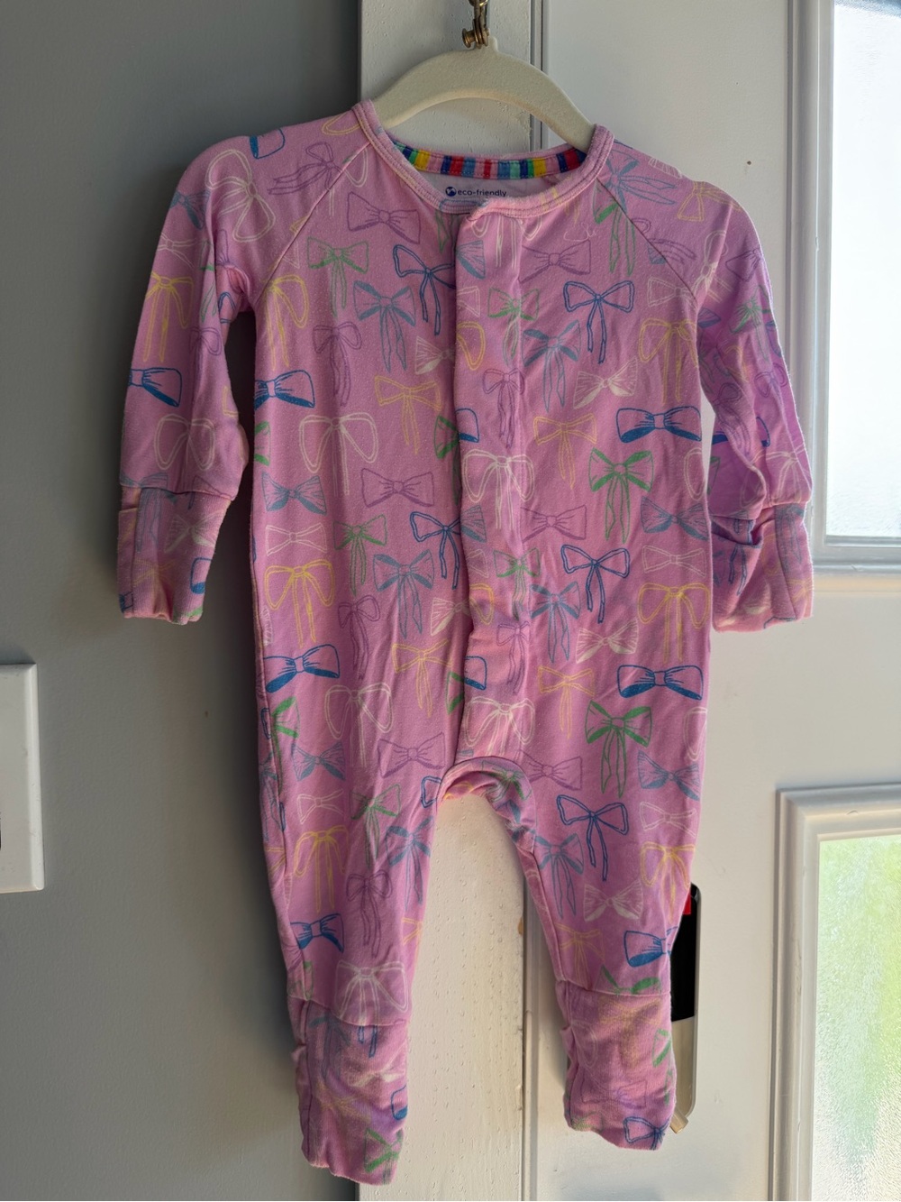 Magnetic Me Pink Bow-Print One-Piece Bodysuit